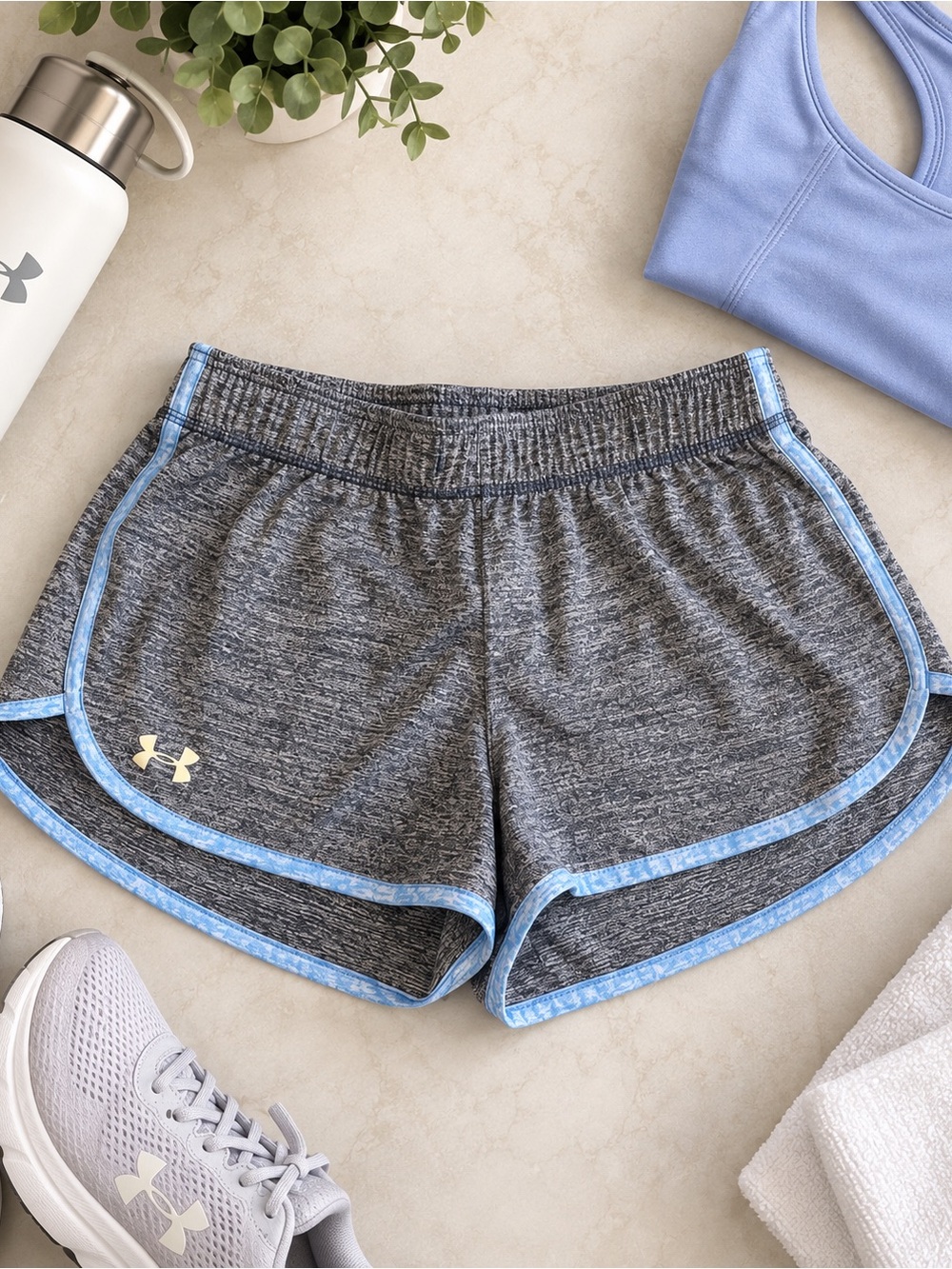 Under Armour Women’s Athletic Shorts – XS – Gray/Blue Trim – Lightweight Running
